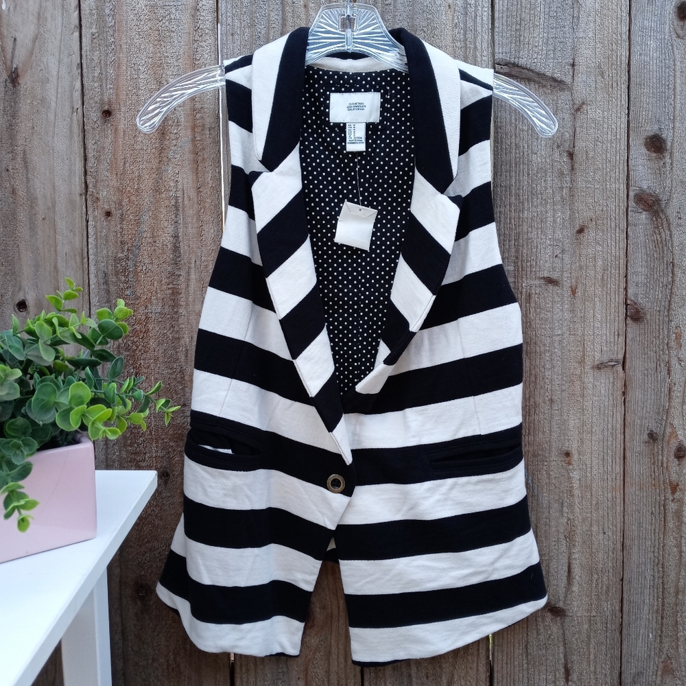 Hollister Black and White Striped Vest